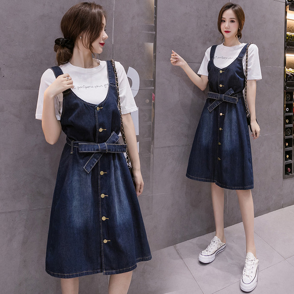 Autumn long denim fitted brace