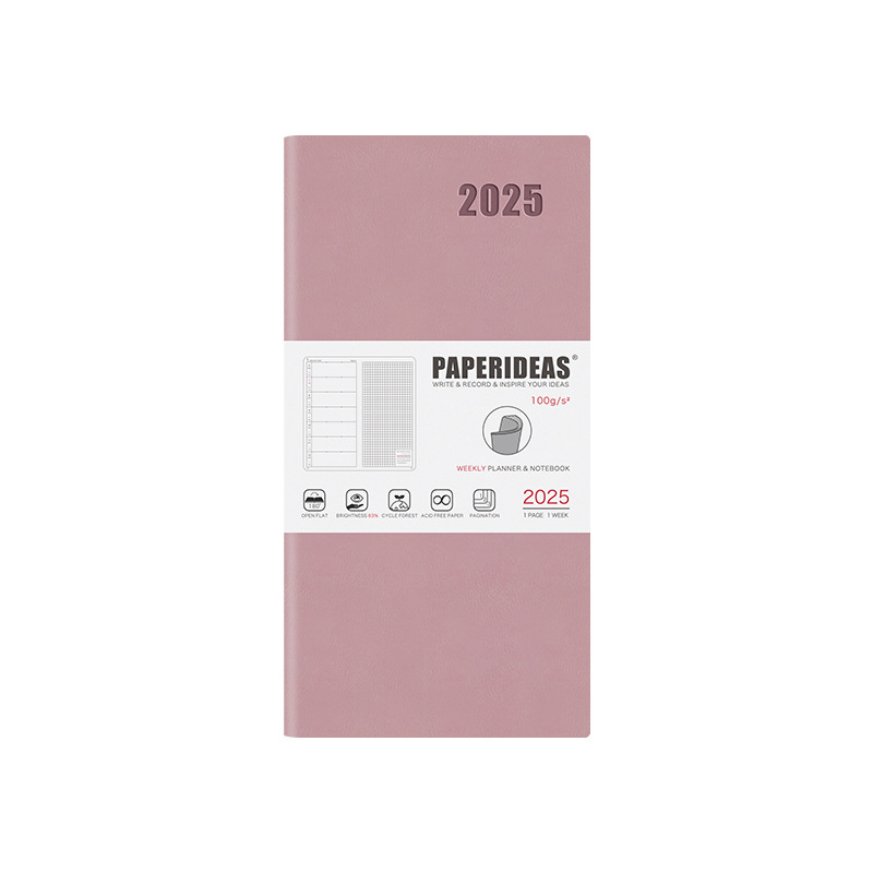 (2개) PAPERIDEAS 48K 소프트 가죽 노트북 페이지 번호 주간 핸드북 주간 플래너 2025 일정장