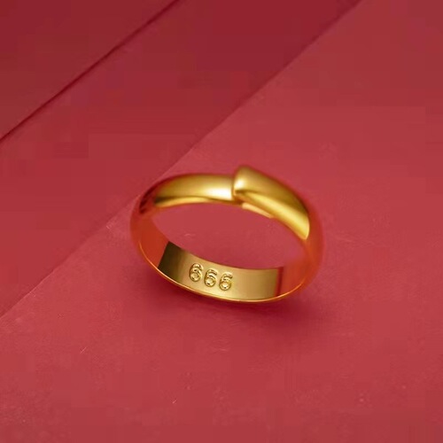Alluvial gold glossy ring for couples with opening, adjustable ring ring, free ring for boyfriend and girlfriend, live broadcast, low price supply