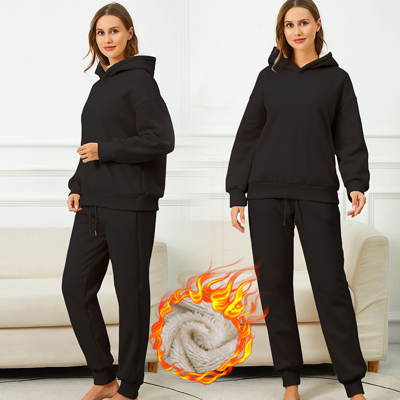 Women's clothing beautiful size suit winter warm sweater lambskin hooded sweater fleece-lined thick hooded pullover top Women's clothing beautiful size suit winter warm sweater lambskin hooded sweater fleece-lined thick hooded pullover top