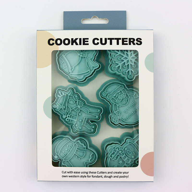 Molde de galletas de dibujos animados de Navidad para el hogar herramienta de horneado de bricolaje 3d juego de moldes de galletas de azúcar