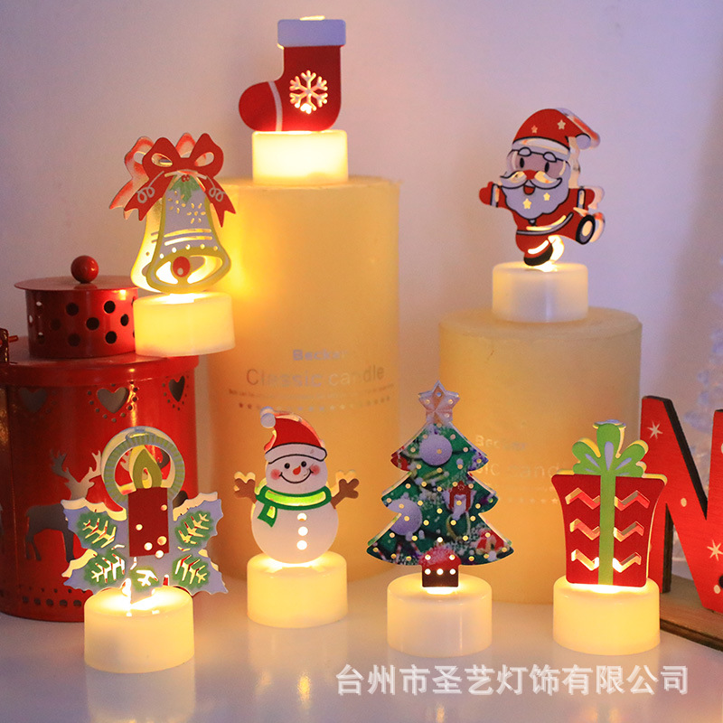 Nuevas velas electrónicas transfronterizas árbol de Navidad Papá Noel lámpara muñeco de nieve velas creativas decoración de luces nocturnas image 3