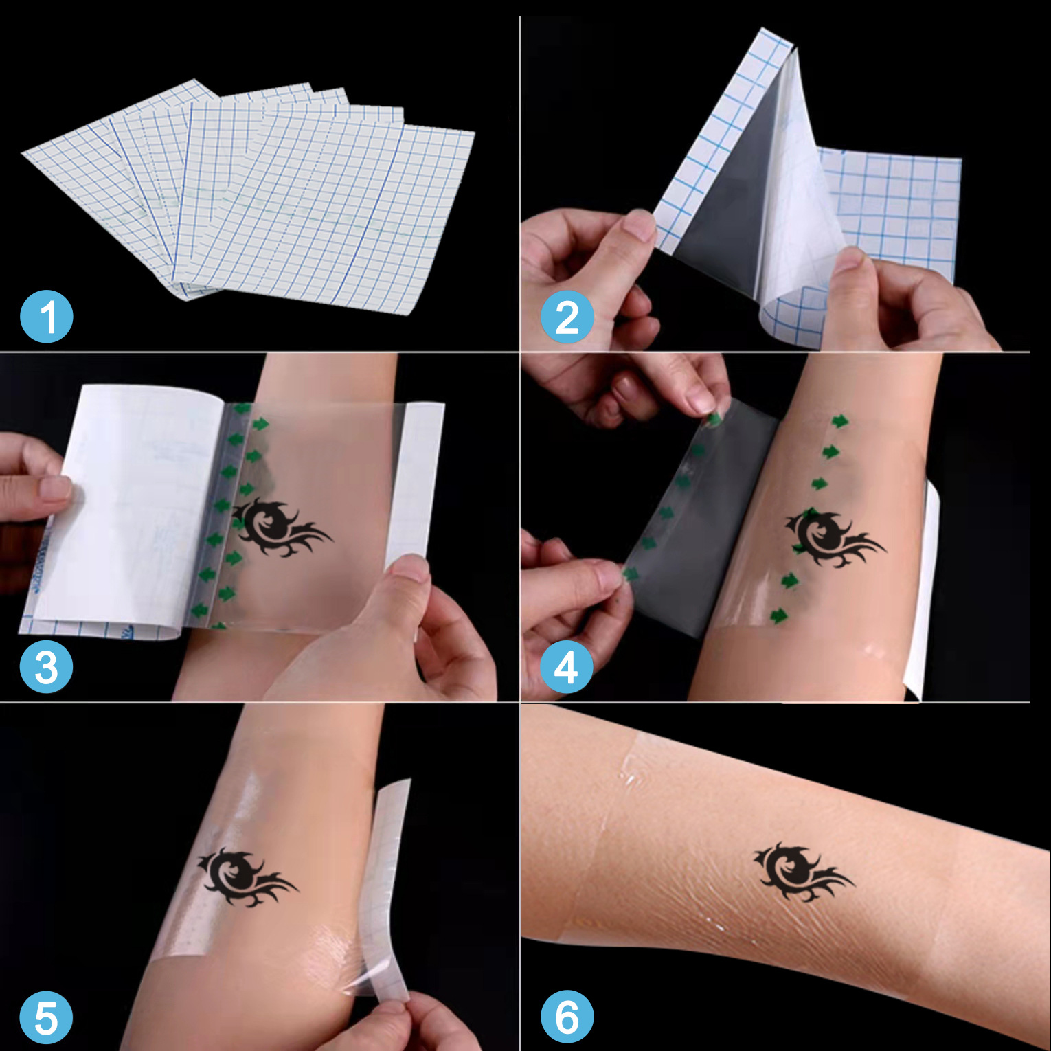 Tuffking tatuaje reparación película protectora impermeable película PU permeable al aire una hoja de equipo de enfermería reparación de tatuajes