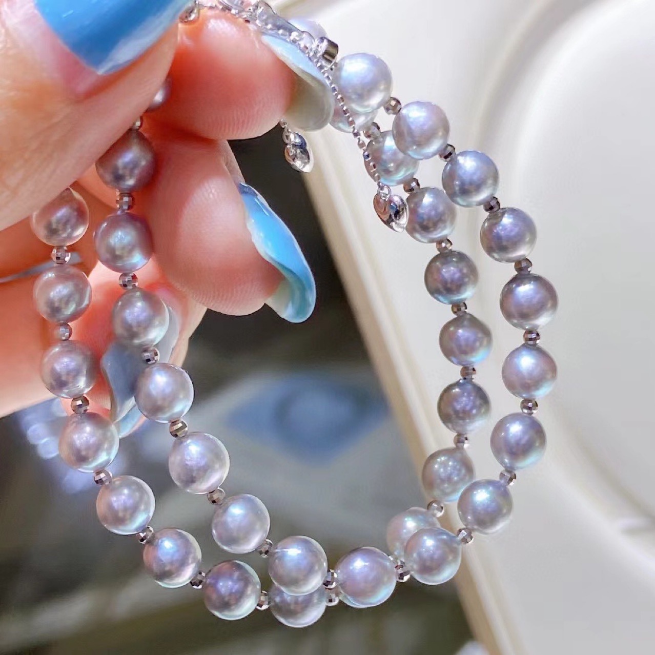 True Matta Akoya Pearl Bracelet 6-6.5mm Basically Positive Circles…