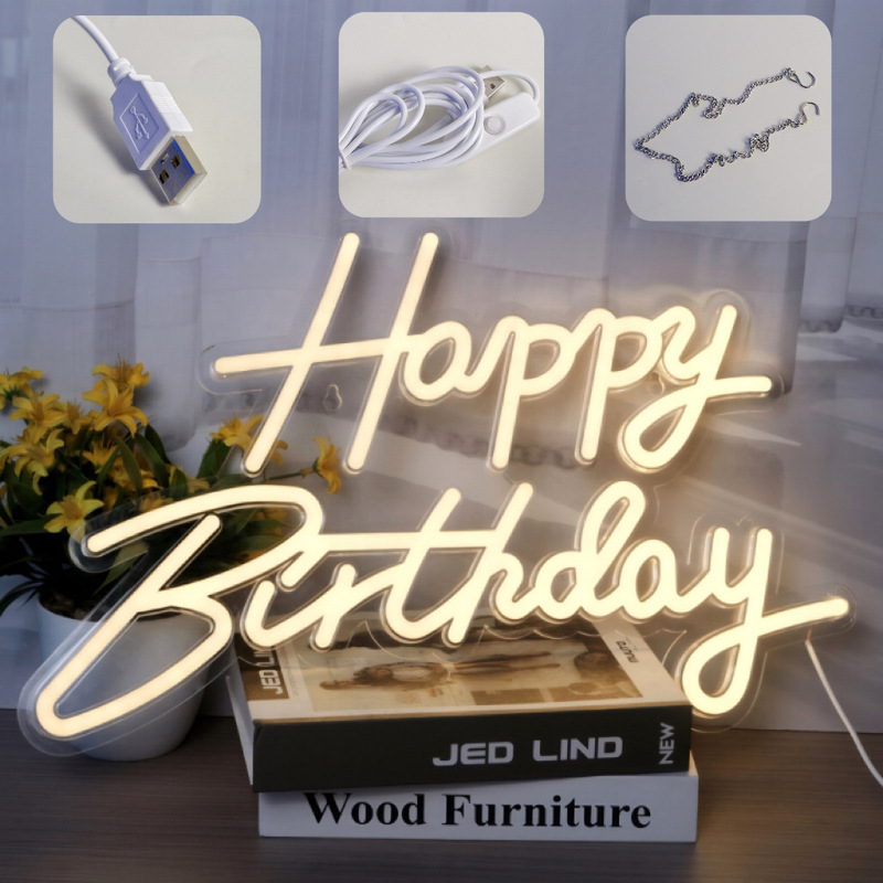 英語happybirthdayスタイルネオンライトledハッピーバースデー発光ワードパーティーデコレーション雰囲気ライト|undefined