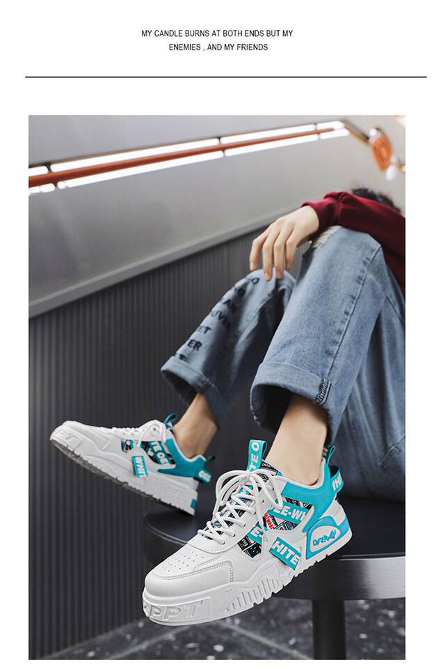 Giày thể thao nam màu trắng thoáng khí đế dày phong cách Hàn, giày sneaker đa năng thắt dây — E161 trắng đen, Màu Kaki E161 chi tiết 9