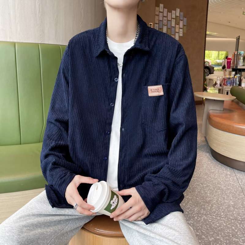 凯文家童装春秋装新款男童中大童韩系灯芯绒简约儿童夹克外套