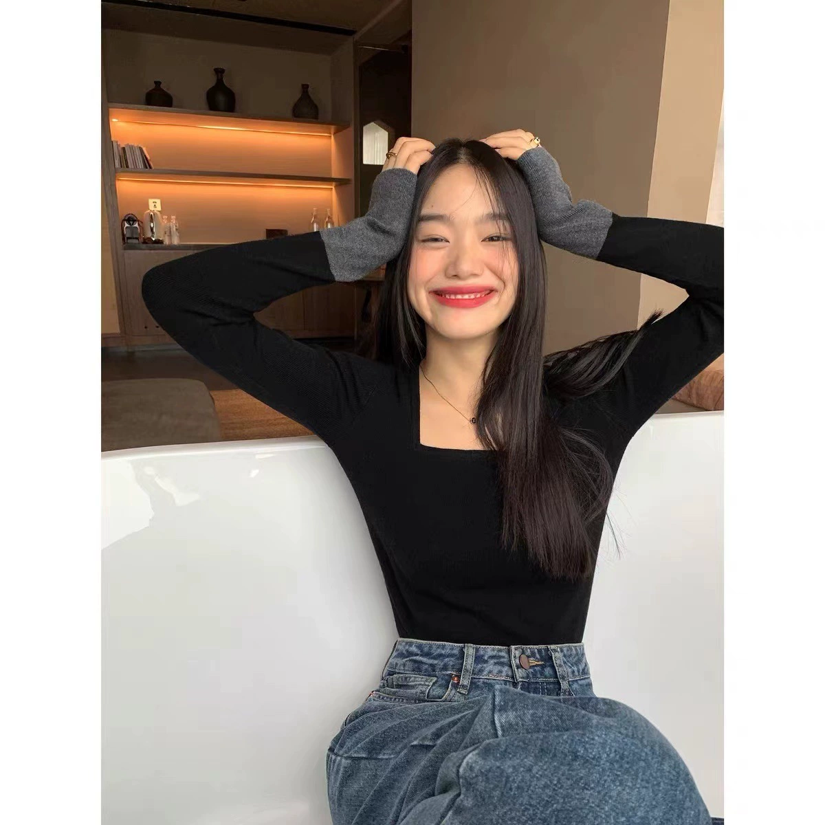 Французский кашемировый вязаный свитер женский осенний дизайн