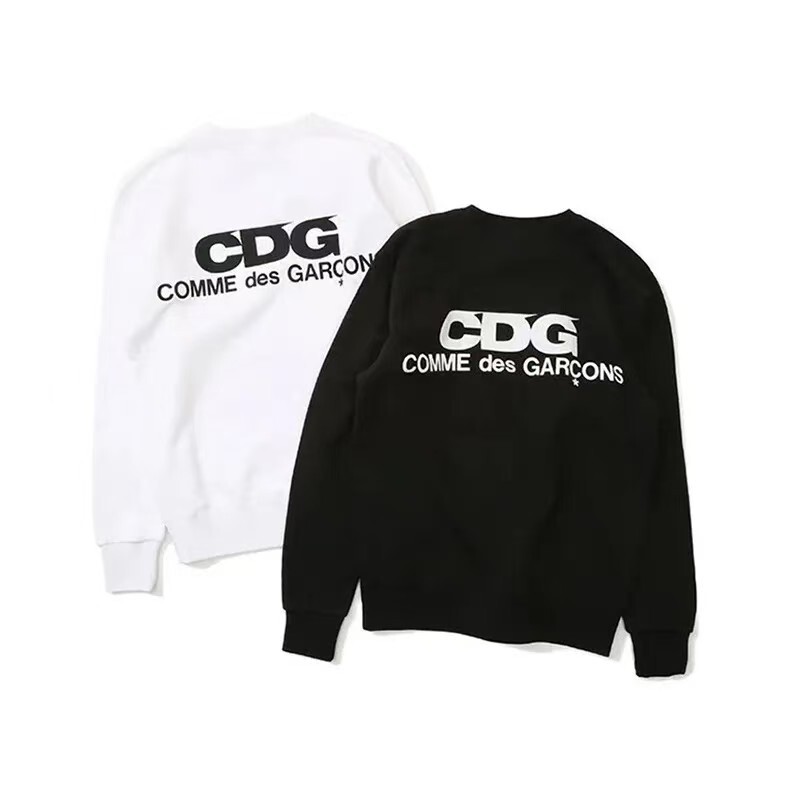 Cdg Trendy Brand Letter-Printed Round-Neck Sweatshirt for Men, Loose Casual Couple Style, New Autumn and Winter Long-Sleeved Top