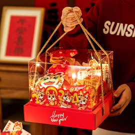 蛇年透明手提礼盒空盒春节年货零食包装盒加厚PVC盖高档礼物盒子