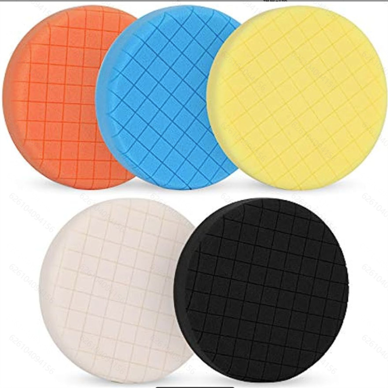 供应6英寸大方格5件套海绵轮羊毛抛光海绵垫汽车美容打蜡盘套装