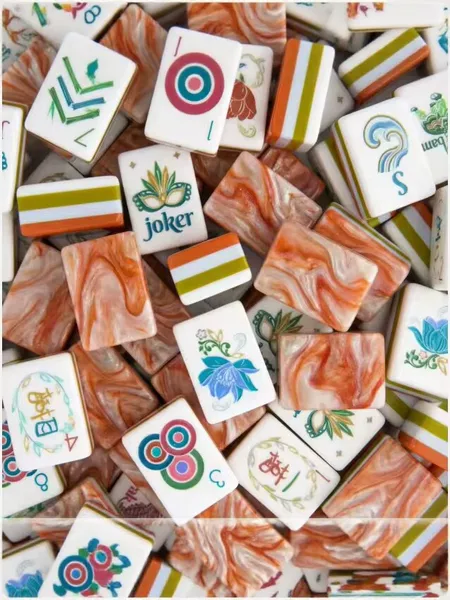 Four-layer color-blocked acrylic orange marble-style American mahjong tiles, hand-crafted, portable for travel and outdoor use