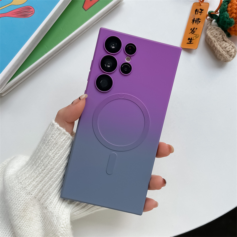 Funda magnética MagSafe para Samsung S26 con succión magnética, S25 Ultra con protector de lente, 24 Plus suave antihuellas.