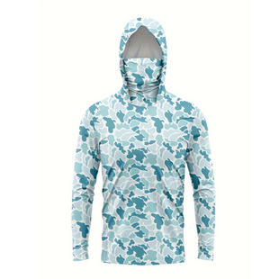 Cross-Border Camouflage Long-Sleeved Fishing Clothing Quick-Drying Breathable Lure Fishing Clothing Outdoor Dust Mask Hoodie Ice Silk Feel