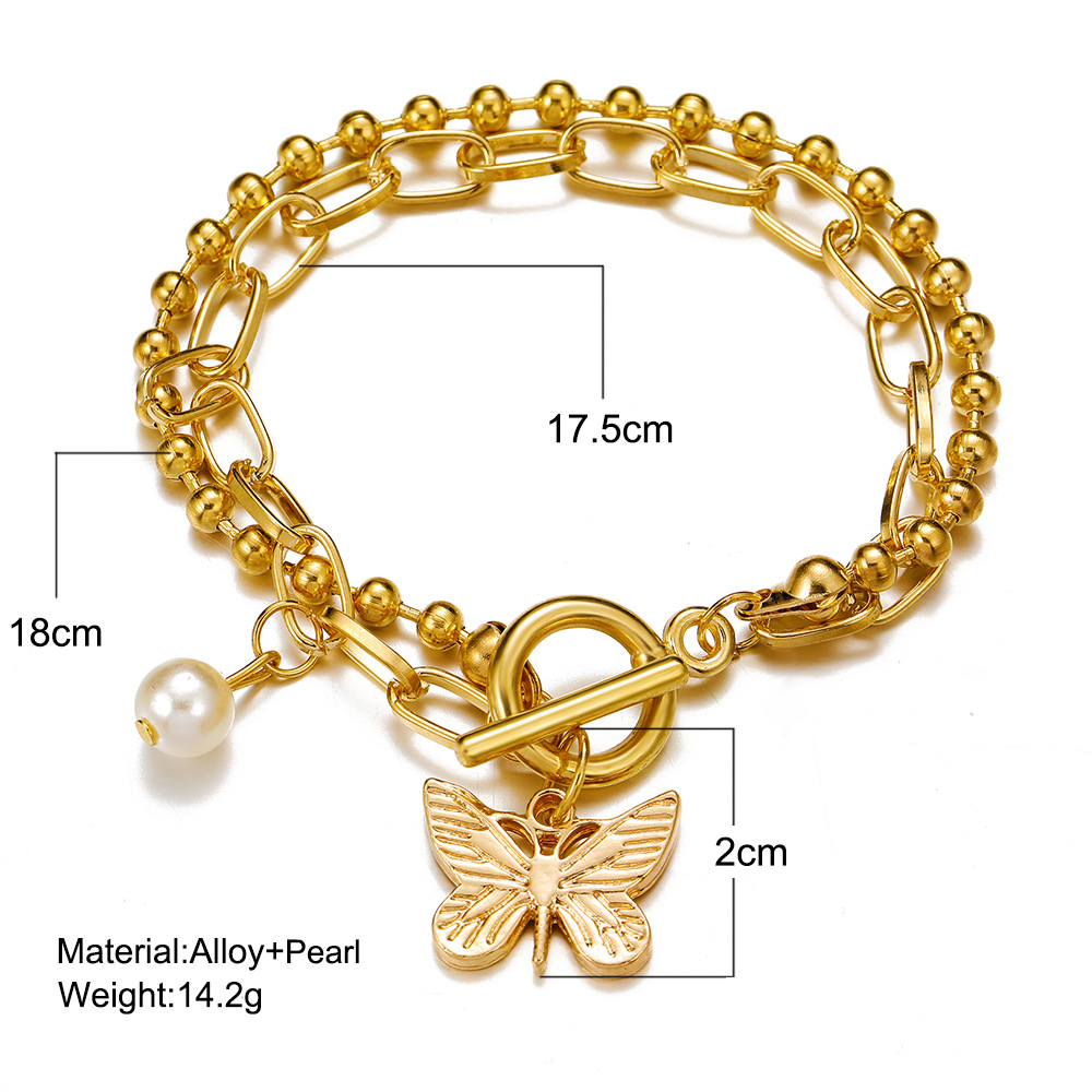 Einfacher Stil Schmetterling Legierung Überzug Perle Armbänder 1 Stück display picture 1