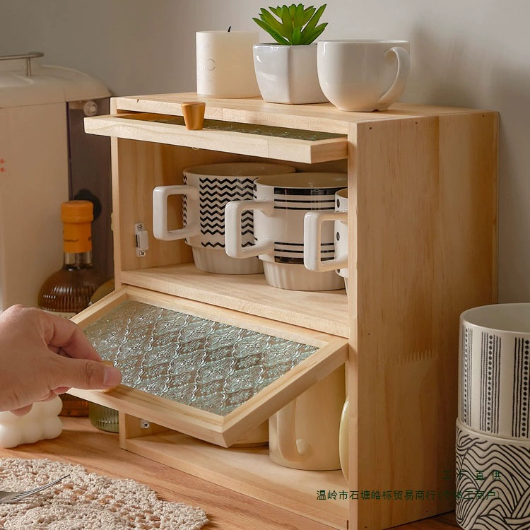 Настольный шкаф для хранения чашек из цельного дерева, чайная чашка, чайный сервиз, шкаф для хранения, обеденный стол, кофейная чашка, столешница, держатель для чашек