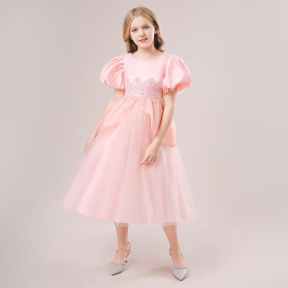 Los niños europeos y americanos del comercio exterior Vestido de manga de soplo con cuentas Cenicienta malla chica anfitrión rendimiento malla vestido image 3