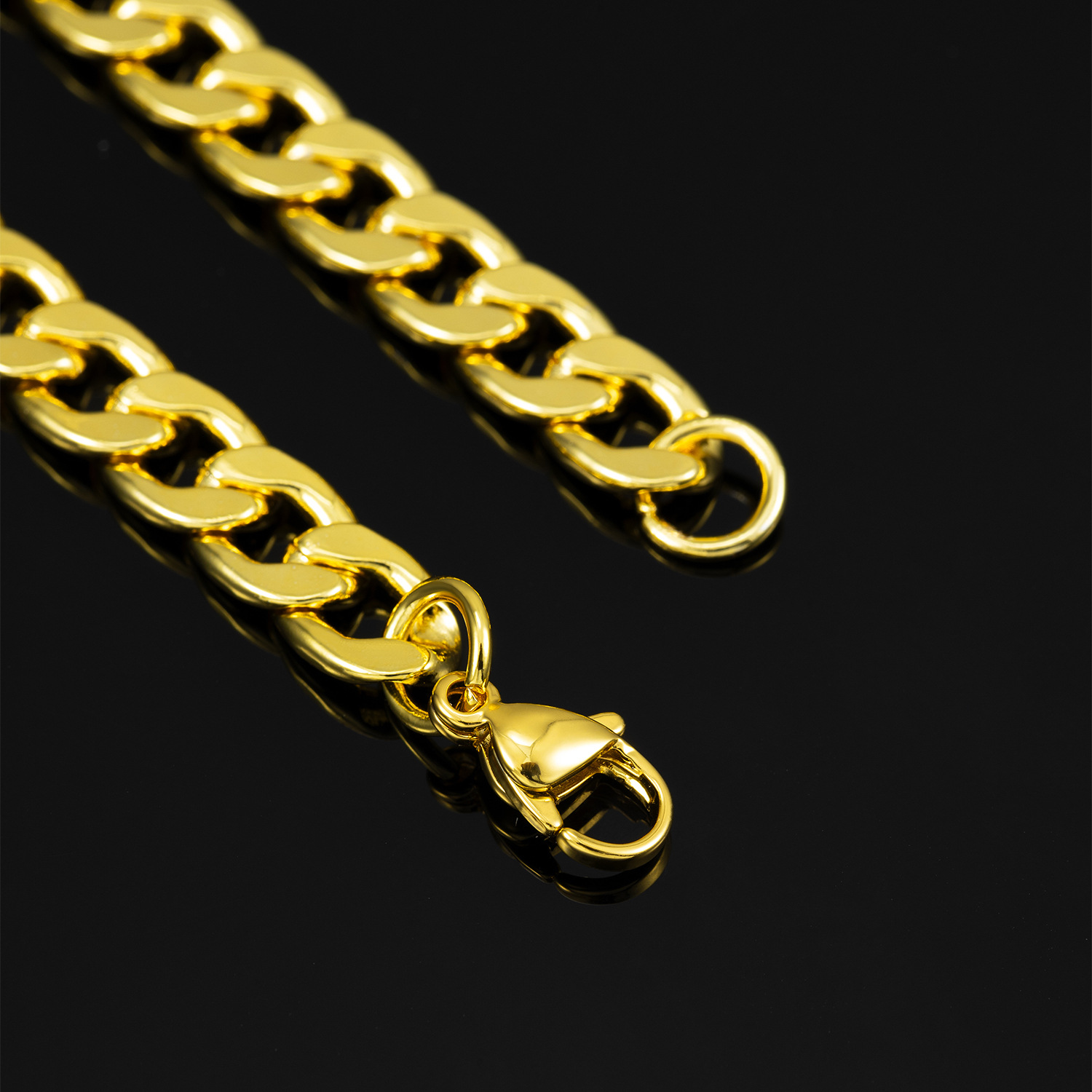 Cuban Chain Men's Necklace 7mm Gold Jewellery Gold Cuban Link_voghion.com