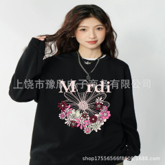 2025新款印花现货韩国潮牌多花腊肠狗卫衣女小雏菊圆领上衣一件代