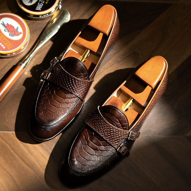 Новые британские мужские деловые повседневные кожаные туфли, универсальные низкие мужские туфли с крокодиловым узором в стиле ретро, ​​модные туфли из натуральной кожи