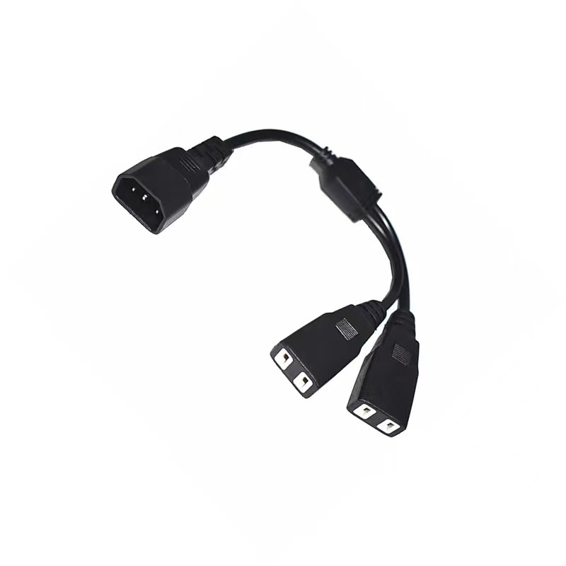 C14转一拖二中标插座电源线 一分二插头带插座延长线欧标美标插座