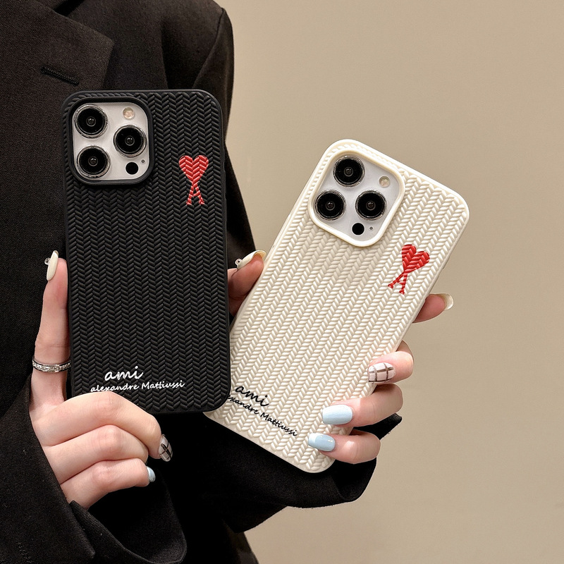 Suitable for Iphone16 Autumn and Winter Knitted Sweater Pattern Apple 17Pro Max Mobile Phone Case XS Pure Color 14/13 Set 15