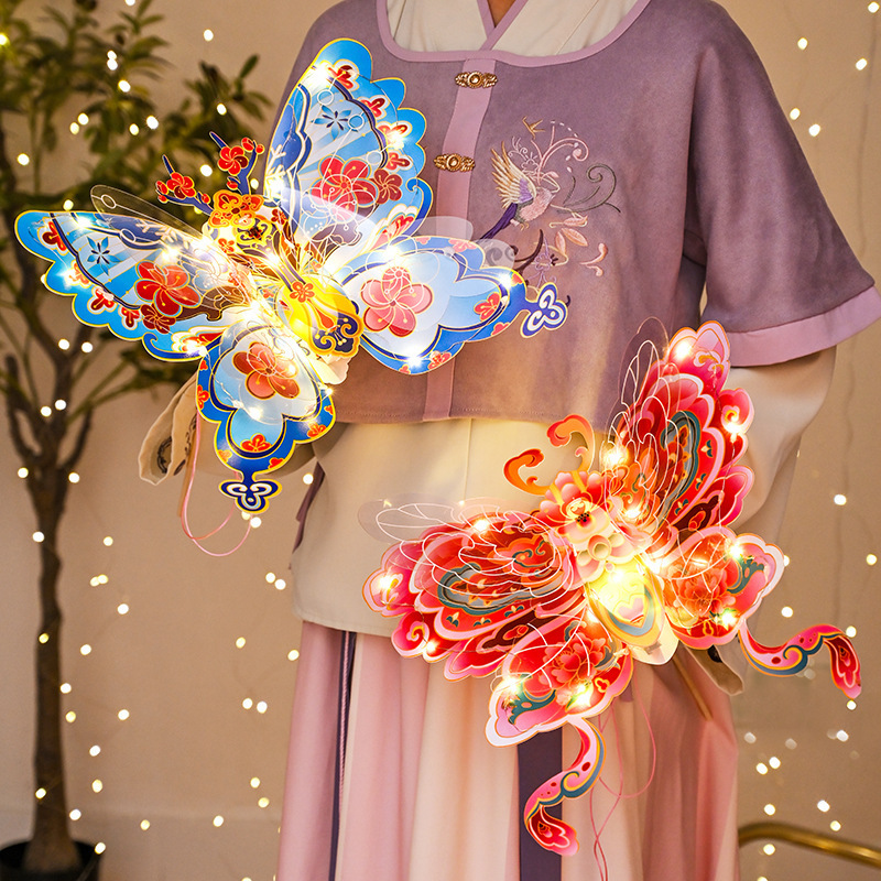 中秋灯笼手工diy材料儿童手提发光古风蝴蝶花灯2025新款宫灯挂饰|undefined