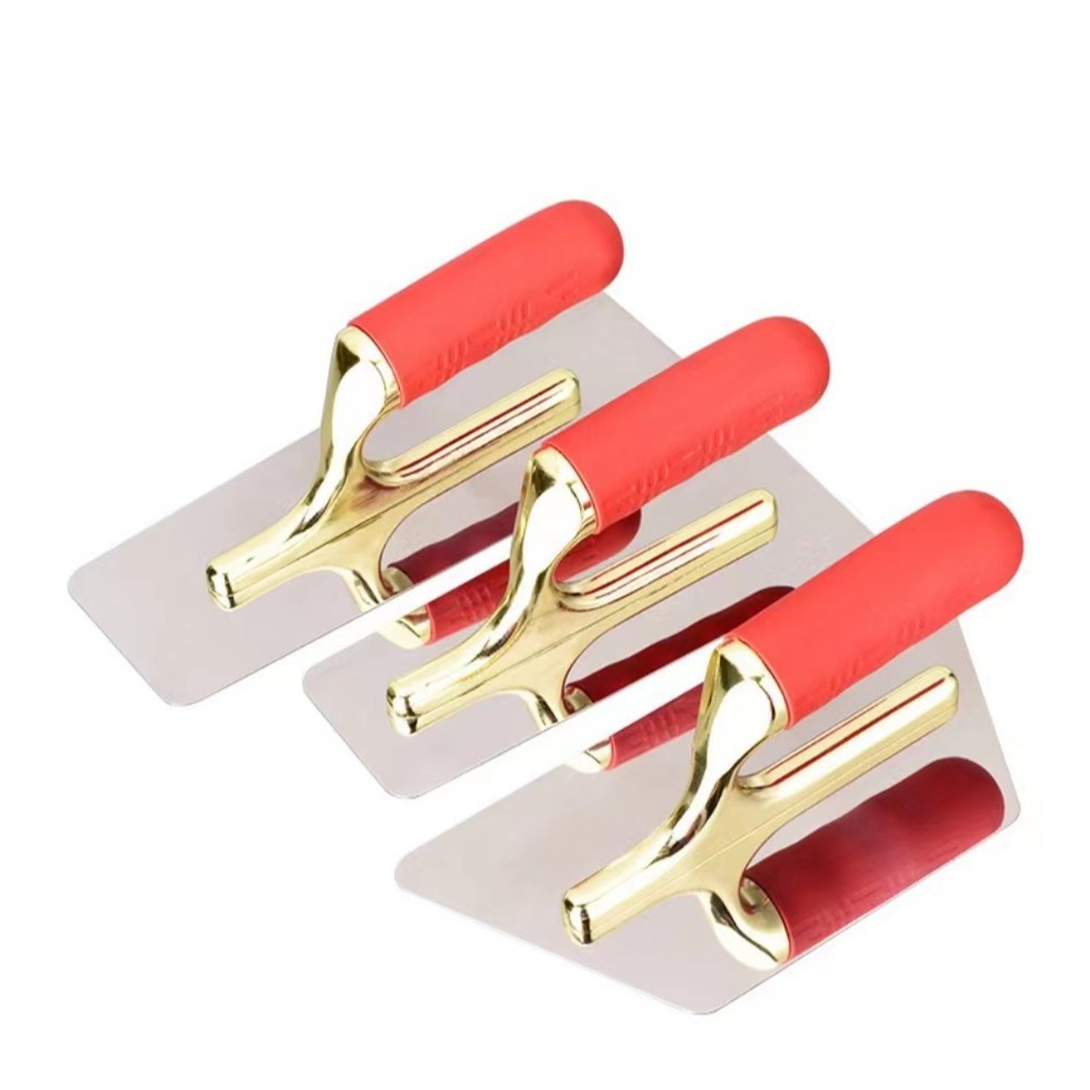 镀金圆角红色柄不锈钢抹刀艺术涂料工具马来漆灰泥收光刀硅藻泥抹