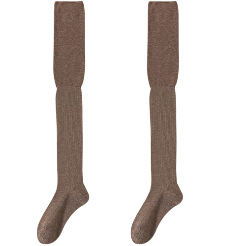 Socks for women spring and autumn new slim knee-high pile socks Japanese solid color loose thigh socks jk socks high cotton socks