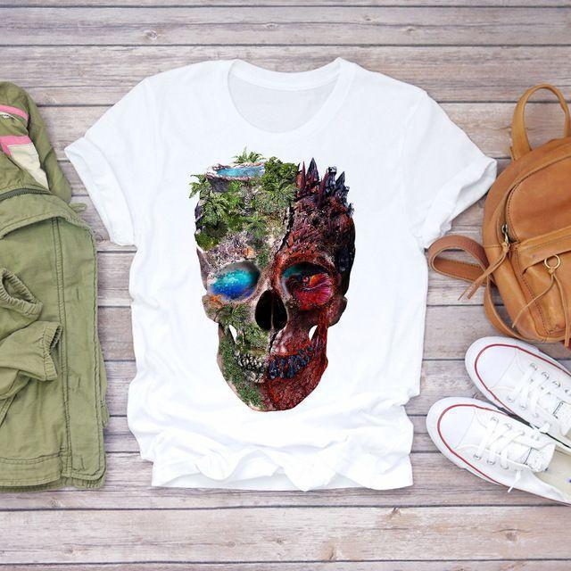 Summer Fashion Skull Butterfly Plant Short shirt NSATE61258