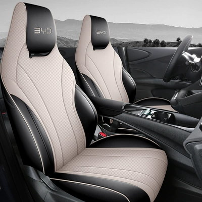 BYD Dolphin New Energy Special Seat Cover Four Seasons Wear-resistant Leather Car Cushion Full Surrounding Sports Seat Cover Women (Four Seasons Pad) - milk-tea-brown-standard-edition-ckx-dolphin