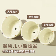 洗面器の子供の中の小さいサイズのプラスチックは厚いです。赤ちゃんの洗面器の学生の黄色の3セットはお尻の洗面器を洗います。