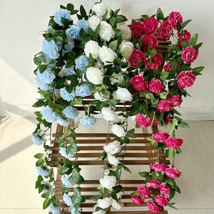 Meili Peony Wall Hanging Artificial Flower Peony Simulation Flower Teng Wholesale Faculty Hotel Shopping Mall Decoration Pseudo -Flower Teng