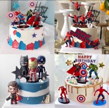 蜘蛛侠男孩生日蛋糕插件复仇者联盟套装动漫蛋糕装饰摆件美国队长