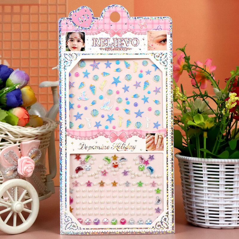 Nail Art Embossed Stickers, Nail Diamonds, Beauty Face Stickers, Kidsren's Crystal Decoration, 3D Stereo Waterproof Stickers for Little Girls
