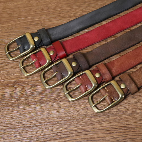 Belt Men's Trendy Retro Pure Cow Leather Jeans Belt for Male Students Korean Style Trendy Genuine Leather Pin Buckle Versatile for Women