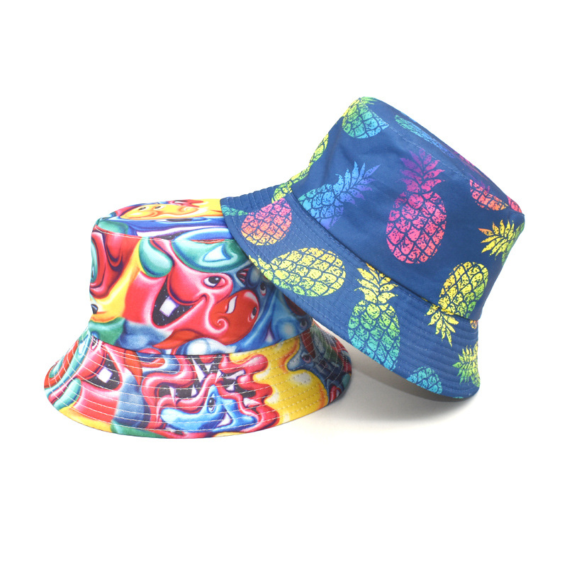 Unisex Einfacher Stil Frucht Drucken Breite Traufen Bucket Hat display picture 1