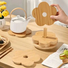 楠竹断熱マット家庭用パーマ防止テーブルマット円形砂鍋マット