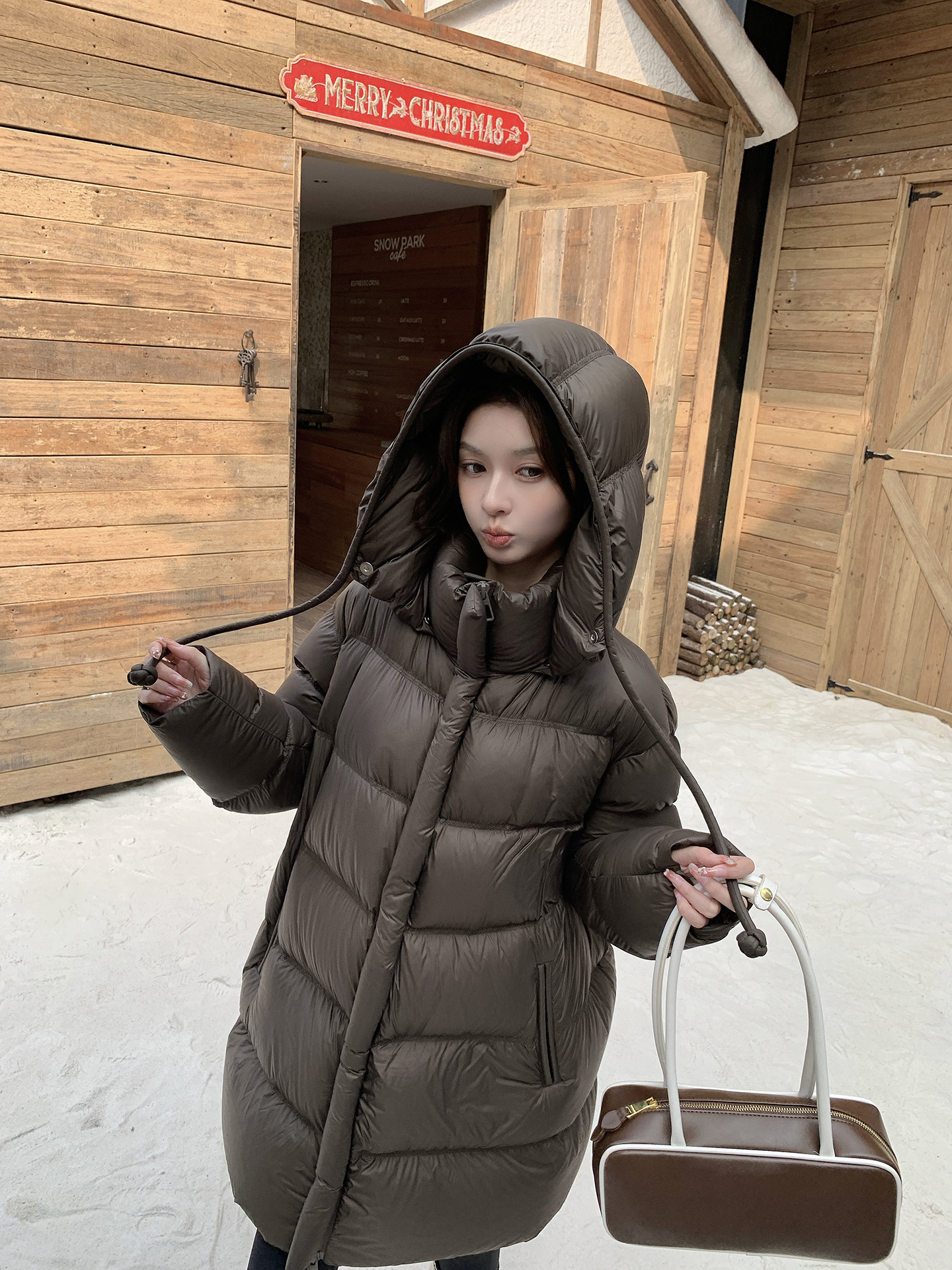 Velvet long windproof down jacket