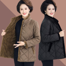 妈妈棉衣女冬装加绒外套中老年人女50岁洋气立领加厚棉袄时尚棉服