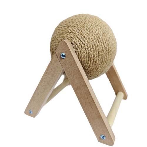 Cat Scratching Post Cat Toy Wooden Cat Scratching Ball Rabbit Nail-Grinding Hemp Rope Cat Climbing Frame Durable Cat Scratching Pole Pet Supplies