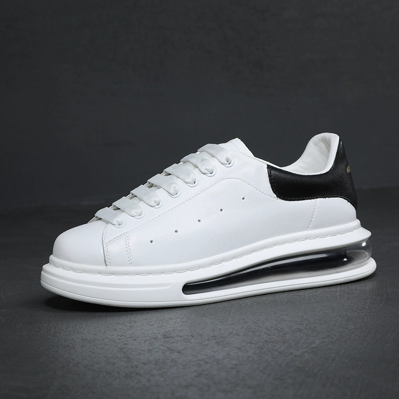 Белые туфли из натуральной кожи, мужские Модные универсальные туфли в Корейском стиле, модные увеличивающие рост, белые кроссовки на толстой подошве с воздушной подушкой, мужская обувь