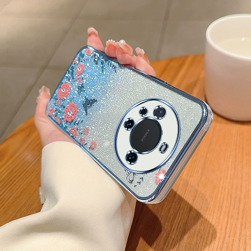 Huawei Mate60pro электроплавление 6D секретный сад мобильный телефон чехол Nova11 градиент порошок страз каждого 60 защитный чехол
