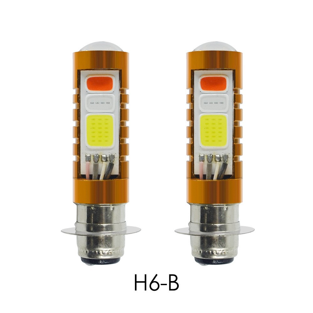 Car LED decoder, three-color COB fog lights, H4 motorcycle lights, H4 H6, dual-claw design, high-brightness modified front headlight bulbs