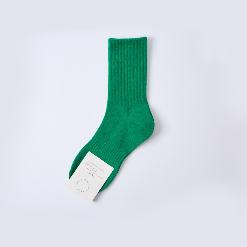 Plusox calcetines marrones calcetines de media pantorrilla de mujer Primavera, Otoño e Invierno calcetines japoneses retro hilo grueso pila ins moda