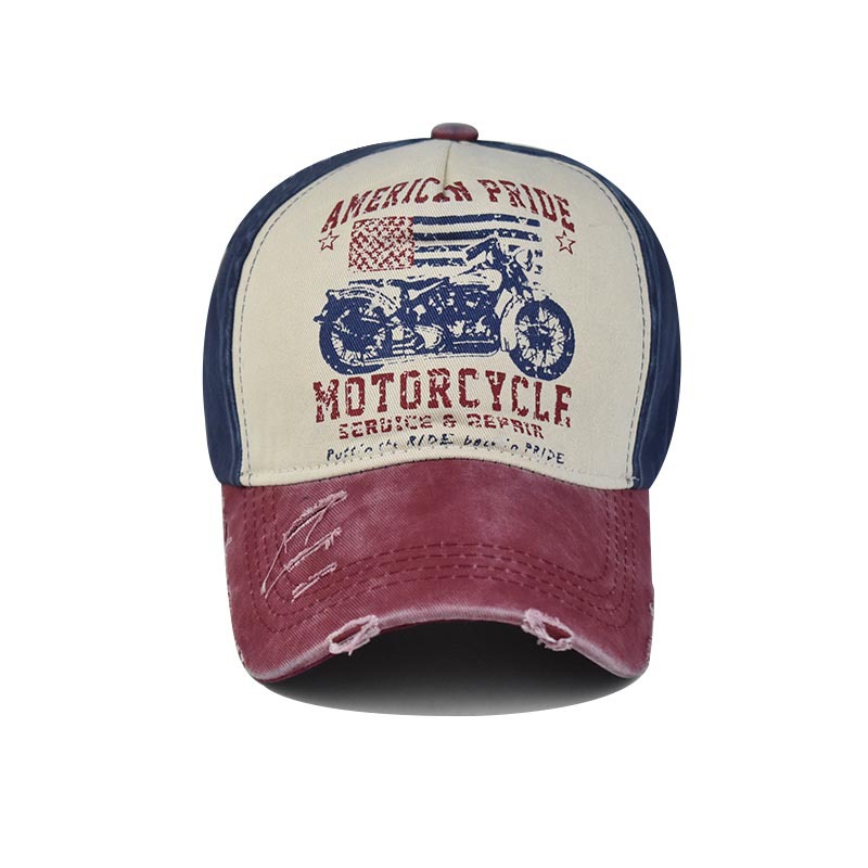 Algodón transfronterizo lavado gorra de béisbol para hombres y mujeres estilo coreano gorra de pico británico shabby Denim al aire libre impreso sombrero apenado image 5