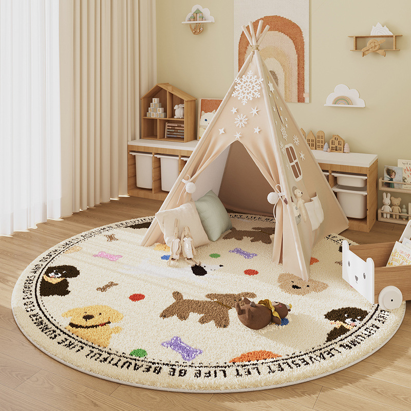 Children's Room Round Carpet Tent Bedroom Room Reading Area Floor Mat Living Room Plush Climbing Mat Computer Chair Mat