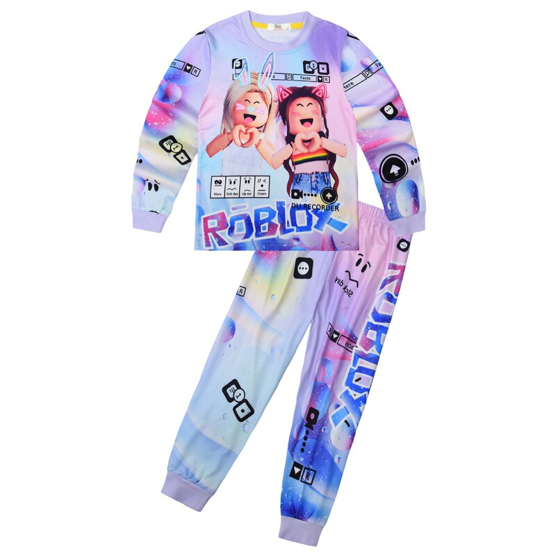In-Stock Long-Sleeve Roblox Children's Loungewear Set Long-Sleeve Two-Piece Sleepwear 7880