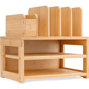 Wooden office desktop storage rack file storage rack student stationery pen holder bamboo office organizing rack