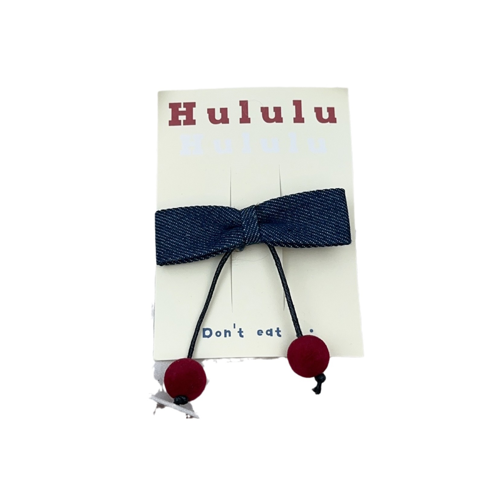 Coreano dolce fiocco in denim ciliegia ragazza forcina per capelli anello per capelli forcina versatile non stretto clip laterale elastico accessori per capelli_voghion.com